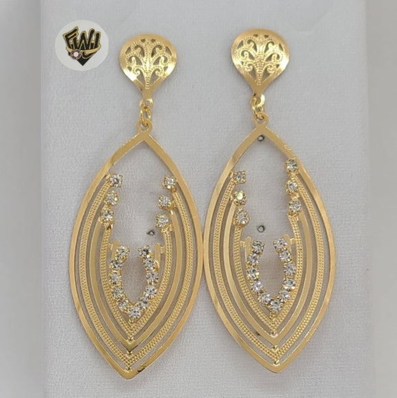 (1-1216-C) Gold Laminate - Long Earrings - BGF - Fantasy World Jewelry