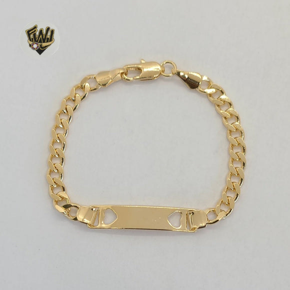 (1-0954) Gold Laminate - 4.5mm Curb Link Baby Plate Bracelet - 6