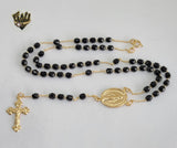 (1-3341-1) Gold Laminate - 3.5mm Stones Rosary Necklace - 17''- BGO. - Fantasy World Jewelry