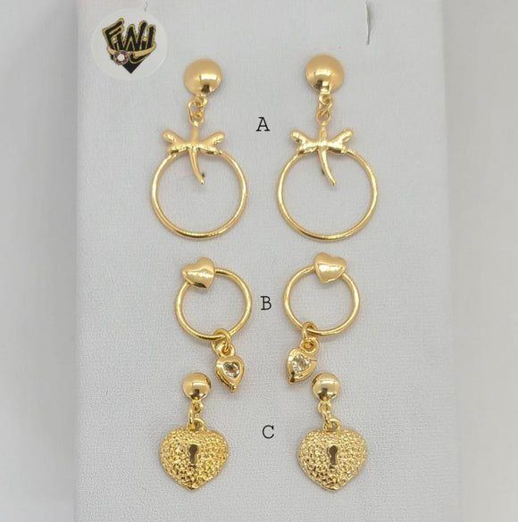 (1-1146) Gold Laminate - Long Earrings - BGF - Fantasy World Jewelry