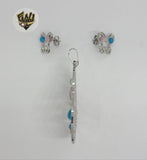(4-9035) Stainless Steel - Colorful Butterfly Heart Set. - Fantasy World Jewelry