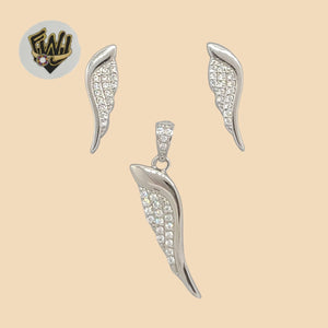 (2-6315) 925 Sterling Silver - Angel Wings Zircon Set. - Fantasy World Jewelry