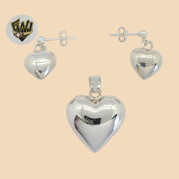 (2-6570) 925 Sterling Silver - Heart Set. - Fantasy World Jewelry