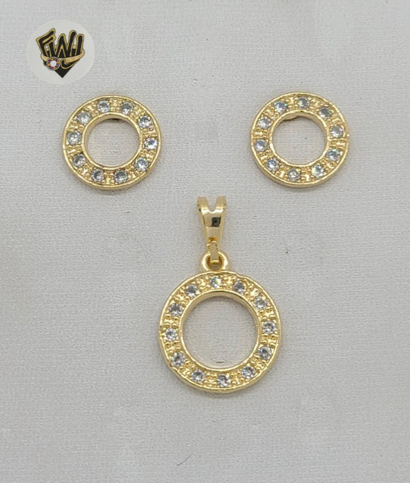 (1-6094) Gold Laminate - Zircon Circle Set - BGF - Fantasy World Jewelry