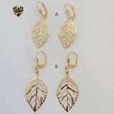 (1-1178) Gold Laminate - Long Leaf Earrings - BGF - Fantasy World Jewelry