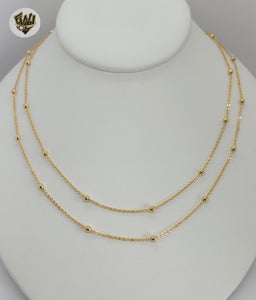 (1-6097) Gold Laminate - Balls Layering Necklace - BGF - Fantasy World Jewelry