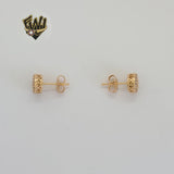 (1-1204) Gold Laminate - Zircon Stud Earrings - BGO