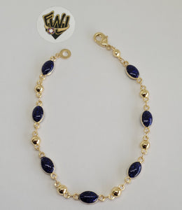 (1-60095) Gold Laminate -10mm Alternative Link Bracelet w/Beads- 8" - BGO - Fantasy World Jewelry