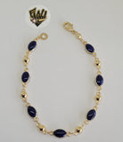 (1-60095) Gold Laminate -10mm Alternative Link Bracelet w/Beads- 8" - BGO - Fantasy World Jewelry