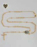 (1-3362) Gold Laminate - 3.5mm Our Lady of Charity Rosary Necklace - 24" - BGO.