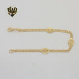 (1-0524) Gold Laminate - 3.5mm Mariner Link Evil Eye Bracelet - 7.5" - BGF