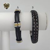 (MBRA-17-R) Stainless Steel - Leather Men Bracelet.