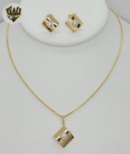 (1-6247) Gold Laminate - Pearl Square Set - BGF - Fantasy World Jewelry