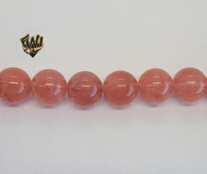 (MBEAD-249-1) 14mm Quarzo Rosa Beads - Fantasy World Jewelry