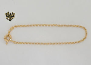 (1-0055) Gold Laminate - 3mm Rolo Link Anklet - 10"- BGF