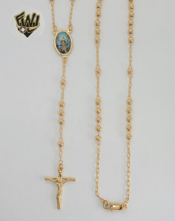 (1-3362) Laminado de oro - Collar Rosario de Nuestra Señora de la Caridad de 3,5 mm - 24