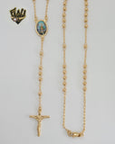 (1-3362) Gold Laminate - 3.5mm Our Lady of Charity Rosary Necklace - 24" - BGO.