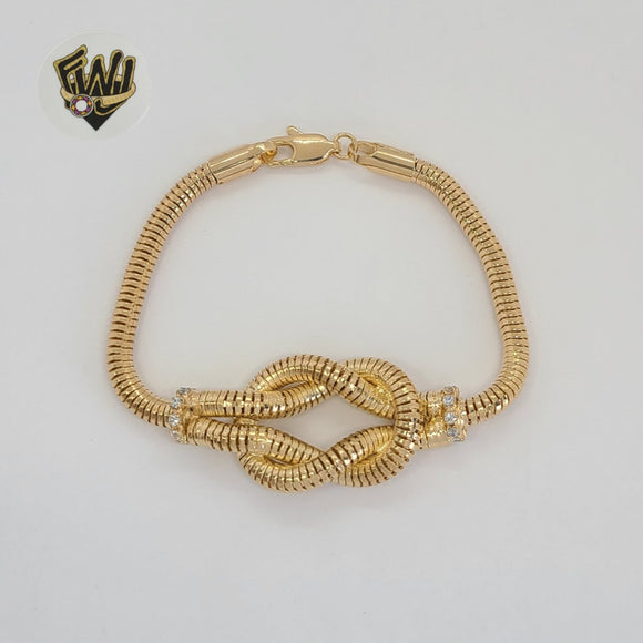 (1-0731) Laminado de oro - Brazalete de eslabones de serpiente alternativo de 4 mm - 7,5