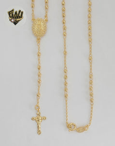 (1-3359-1) Laminado de oro - Collar del Rosario de la Virgen Milagrosa de 3 mm - 16" - BGF