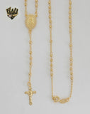 (1-3359-1) Gold Laminate - 3mm Miraculous Virgin Rosary Necklace - 16" - BGF
