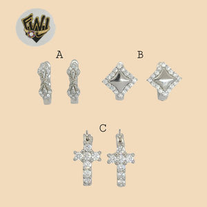 (2-4162) 925 Sterling Silver - Zircon Hoops. - Fantasy World Jewelry