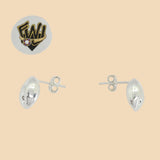 (2-3236) 925 Sterling Silver - Puff Marine Stud Earrings. - Fantasy World Jewelry