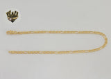 (1-0038) Laminado dorado - Tobillera con eslabones Figucci de 3 mm - 10" - BGF