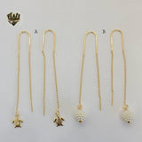 (1-1230) Gold Laminate - Long Earrings - BGF - Fantasy World Jewelry