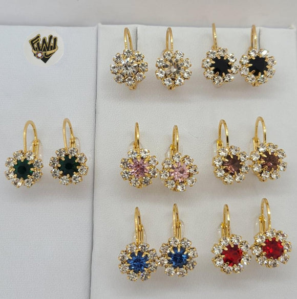 (1-1165) Gold Laminate - Flower Earrings - BGO - Fantasy World Jewelry