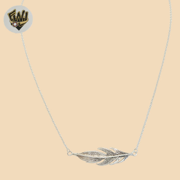 (2-66001) 925 Sterling Silver - 1mm Leaf Necklace - 17