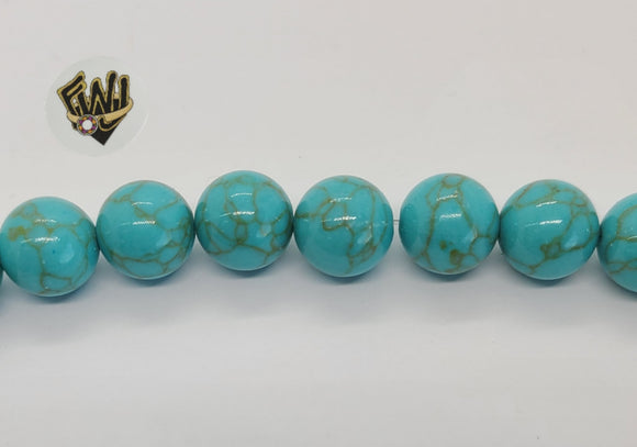 (MBEAD-62) 10mm Blue Turquoise Beads - Round - Fantasy World Jewelry
