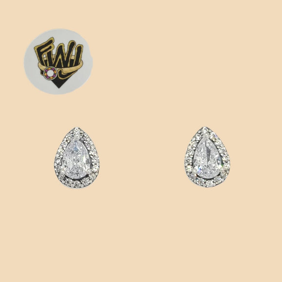 (2-3086) 925 Sterling Silver - Zircon Stud Earrings. - Fantasy World Jewelry