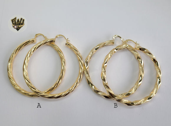 (1-2749) Gold Laminate - Twisted Hoops - BGO - Fantasy World Jewelry