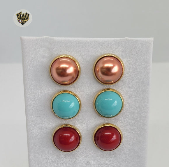 (1-1050-1) Gold Laminate - Colorful Earrings - BGO - Fantasy World Jewelry