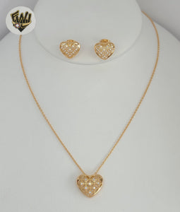 (1-6376) Gold Laminate - Zircon Heart Set - BGO