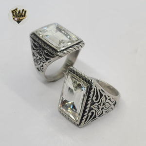 (4-0024) Stainless Steel - CZ Men Ring. - Fantasy World Jewelry