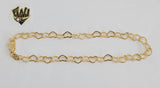 (1-0082-1) Gold Laminate - 5mm Heart Link Anklet - 10" - BGF - Fantasy World Jewelry