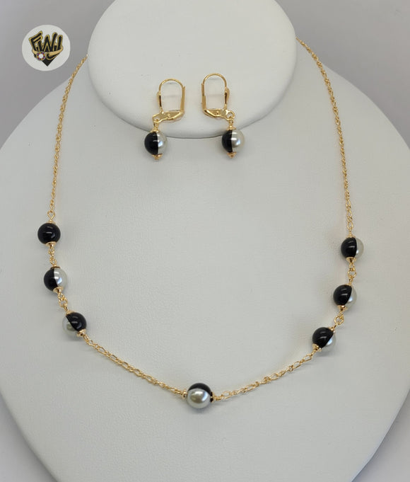 (1-6230) Gold Laminate -Two Tone Beads Set - BGF - Fantasy World Jewelry