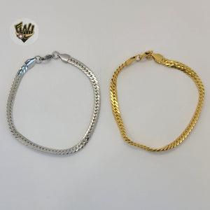 (4-4040) Stainless Steel - 5mm Flat Curb Link Bracelet - 8.5" - Fantasy World Jewelry