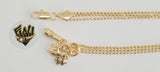 (1-0589) Gold Laminate -1.5mm Ball Link Bracelet w/Charms -7''-BGF - Fantasy World Jewelry