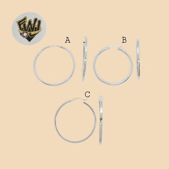 (2-4010-1) 925 Sterling Silver - Plain Hoops. - Fantasy World Jewelry
