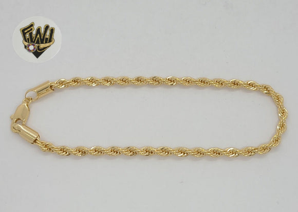 (1-0046) Gold Laminate - 4mm Rope Link Anklet - 9.5