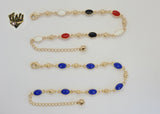 (1-0253) Gold Laminate - 2mm Alternative Stones Link Anklet - 8" - BGO