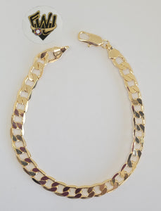 (1-60013) Gold Laminate - 7mm Curb Link Men Bracelet - 8.5" - BGF - Fantasy World Jewelry