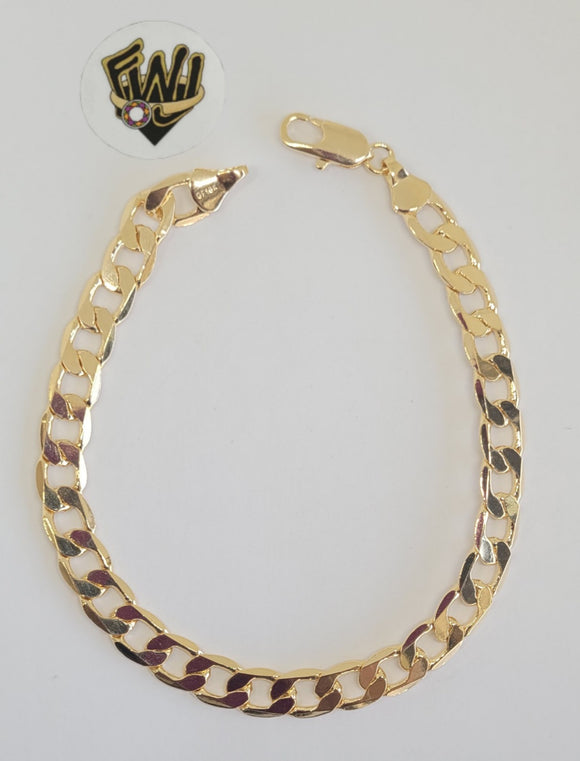 (1-60013) Gold Laminate - 7mm Curb Link Men Bracelet - 8.5