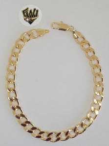 (1-60015) Gold Laminate - 7mm Curb Link Bracelet - 9.5" - BGF - Fantasy World Jewelry
