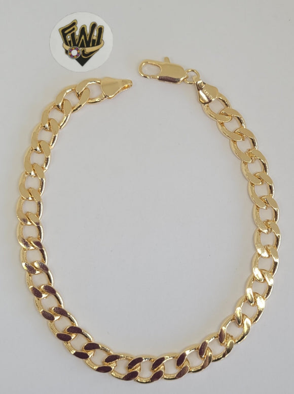 (1-60015) Gold Laminate - 7mm Curb Link Bracelet - 9.5