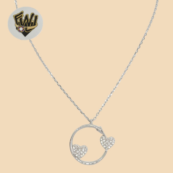 (2-66097) 925 Sterling Silver - 1mm Link Zircon Heart Necklace. - Fantasy World Jewelry