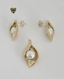 (1-6173) Gold Laminate- Pearl Set - BGO - Fantasy World Jewelry
