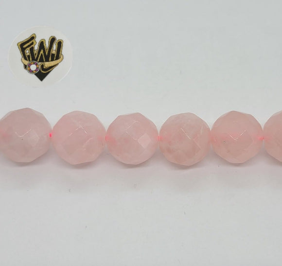 (MBEAD-171) 12mm Quarzo Rosado Faceted Beads - Fantasy World Jewelry